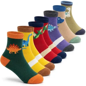 Cute Cartoon Animal Kids Crew Socks Colorful Striped Cotton Children Socks for Toddlers Boys Girls Daily Wear