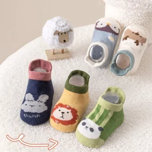 Cute Cartoon Animal Pattern Baby Anti Slip Socks Breathable Cotton Toddler Floor Grip Socks for Infants Boys Girls