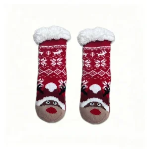 Cute Cartoon Candy Cane Winter Knitted Disposable Thermal Floor Socks for Infants Gift Set 3D Gingerbread