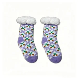 Cute Cartoon Crew Knitted Breathable Disposable Classic Slipper Socks for Children Winter Essential Nordic Candy Cane