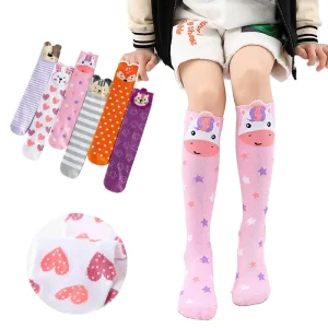 Cute Cartoon Fox Design Under Knee Socks for Girls Knitted Dress Socks for Autumn Season