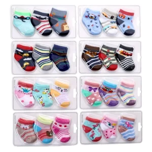 Cute Cartoon Striped Cotton Baby Socks with Polka Dot Bow Tie Design Unisex Gift Box