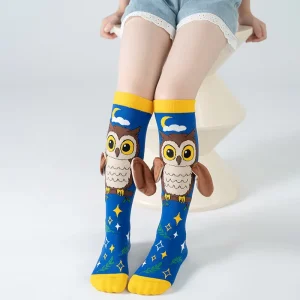 Cute Children’s Socks Thin Summer 3D Cartoon Ears Girls’ Crew Straight Breathable Jacquard Socks