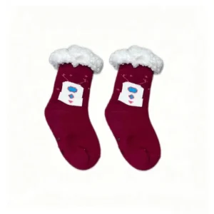 Cute Crew Cartoon Print Soft Sleeping Socks for Girls with Anti-Slip Grips Cozy Fleece Winter