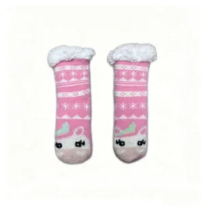 Cute Crew Fleece Thermal Winter Indoor Socks for Children with Anti Slip Breathable Cartoon Pattern Knitted Disposable