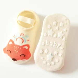 Cute Crew Style Non Slip Cartoon Printed Baby Walking Socks Edged Infant Floor Socks for Children