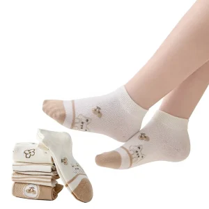Cute Crew Summer Breathable Thin Flower Pattern Kids Socks for Long Flights
