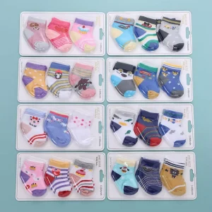 Cute Custom Designs 0-6 Months Striped Cute Patterns Kids Socks Boys and Girls White Color Knitting Cotton Baby Socks
