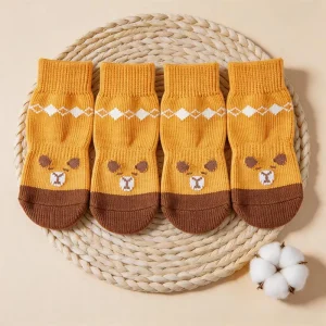 Cute Design Dog Cat Socks Print Non-slip Dots Durable Cotton/Polyester/Nylon
