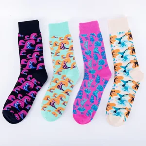 Cute Fashion Custom logo Socks Fun Socks Shiny Wave Women Socks Wave Flower Tube Cotton Crew Unisex Socks Men