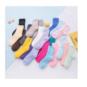 Cute Fuzzy Socks Warm Cozy Fluffy Socks Solid Color Ready to Ship Sleeping