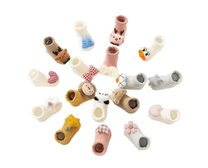 Cute Infant Floor Socks Anti Slip Baby Socks Bulk Cotton Socks for Newborn 3D Cartoon