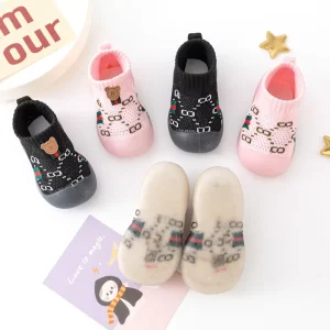 Cute Neutral Baby Shoes Knitted Baby Walking Shoes Soft and Non Slip Soles Breathable and Non Slip Home Shoes