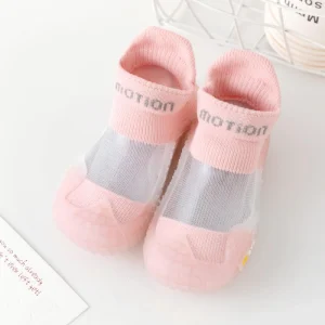 Cute Pink Knit Baby Sock Shoes Featuring Non Slip Soft Sole for Secure Exploration Water Resistant Easy On for Toddler