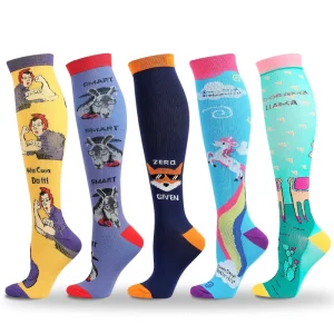 Cute Socks Women Men Sport Knee High Socks Medical Compression Socks
