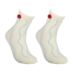 Cute Women’s Cotton Crew Socks White Lightweight Breathable Summer Casual