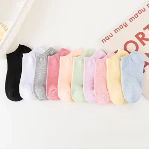 Cute Women’s Cotton Short Ankle Socks Breathable Knitted Casual Size-Free 11 Colors Spring No Show Socks