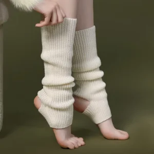 DWZ07 Leg Warmers Women Warm Knee Winter Leg Warmer Knit Socks