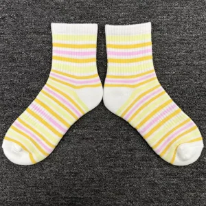 Daily Wear Fashion Trend Socks Striped Contrast Color Custom Logo Cotton