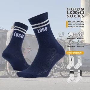 Design Brand Logo Breathable Jacquard Knitted Cycling Sock Custom Crew Socks Professional Custom Sport Gym Socks