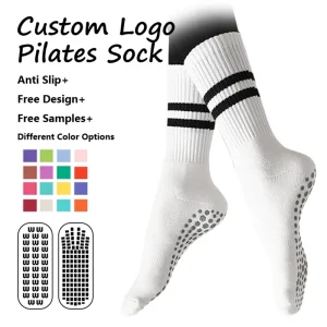 Design Knitted Logo Yoga Socks Women Ankle Pilates Grip Sock Custom Non Slip Grip Yoga Socks