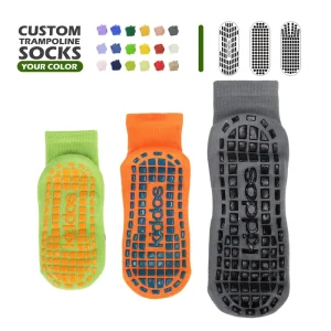 Design Non Slip Trampoline Jump Sock Custom Grip Yoga Pilates Trampoline Socks With Logo