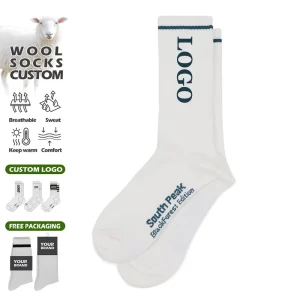 Design Your Brand Logo Wool Sock Knitted Thermal Wool Sport Socks Custom Breathable Wool Warm Sock for Women and Men Autumn