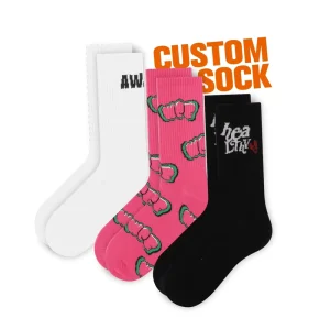 Design Your Own Logo Men Sock Breathable Cotton Custom Crew Casual Sock