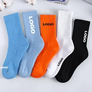 Design Your Own Socks Embroidery White Can Custom Logo Performance Fitness Novelty Fashion Sport Socks