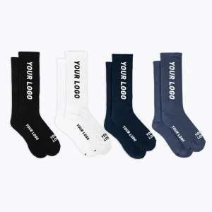 Designer 100% Cotton Crew Socks Custom Embroidered Logo Unisex Knitted Hosiery Breathable Casual Daily Sports Gym Socks