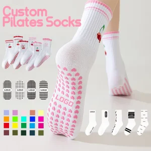 Designer Compression Custom Anti-slip Grip Yoga Cute Embroidered Pilates Grip Socks