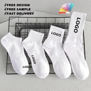 Designer Cotton Custom Compression Sports Socks OEM Logo Luxury Athletic Custom Embroidery Summer Crew Height No Moq