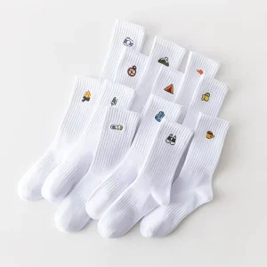 Designer Embroidered Logo Crew Socks Custom Cotton Sport Socks for Men
