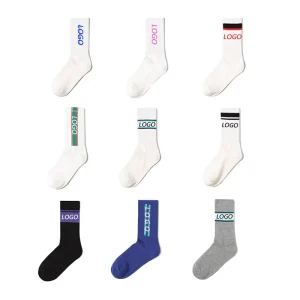 Designer style Casual Crew Cotton Sports Socks with Custom Logo & Multiple Styles
