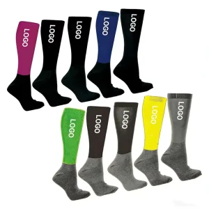 Designs Custom Sublimation Equestrian Socks Knee High Stretchy Knit Standard Long Horse Riding Socks