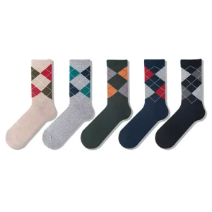 Diamond shaped Dress Socks Custom Men Cotton Socks High Quality Business Socks