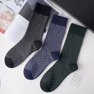 Diamondback Pattern Business Men’s Striped Breathable and Comfortable Men’s Socks