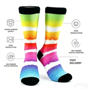 Digital printed cotton unisex socks breathable and antibacterial Full range of styles low cut crew long tube