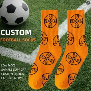 Direct Factory Elastic Top Thermal Locking Cotton Blend Knitted Crew Jacquard Socks for Sports Team Indoor Sports