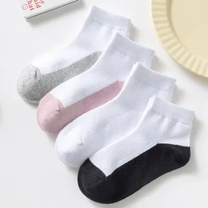 Dirty Resistant Cotton Children’s Socks for Spring Autumn Summer Short Student Socks in Black White Available Large Sizes