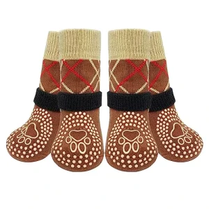Dog Socks Non Slip Grip Adjustable Straps Paw Protection for Senior Dogs