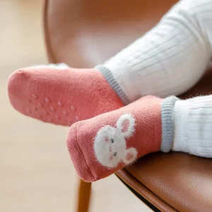 Early Spring Thickened Low Top Shallow Mouth Children’s Boat Socks Baby Trampoline Cartoon Terry Floor Socks 100% Cotton