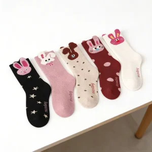 Easter Socks Toddler Set Bunny Pattern Cotton Socks for Baby Girls Boys Soft Non Slip Cuff for Holiday Outfits Easter Gifts