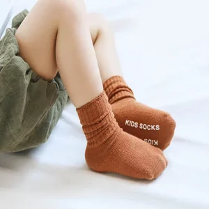 Eco-Friendly Anti-Bacterial Breathable Knitted Cotton Baby Girl Crew Boys Custom Colorful Slouch Socks for Kids