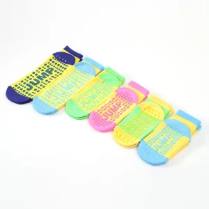 Eco Friendly Children’s Trampoline Socks with Smiley Face Breathable Anti Slip Grip Socks for Indoor Playground