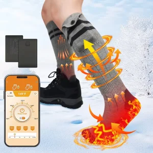 Electric Heated Socks Hunting Heated Socks with App Control for Men Women Washable for Cold Winter Camping Skiing