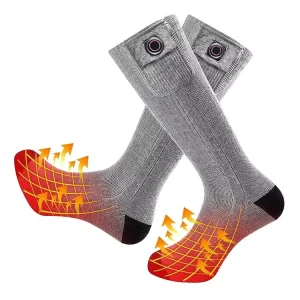 Electric Rechargeable Heated Ski Socks Solid Pattern Thermal Knitted Leg Warmer Logo Design Anti Slip Winter Sports Outdoors