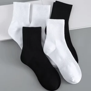 Embroidered Knitted Crew Custom Size Sports Socks Thick Men Unisex Custom Logo Cushioned White Socks for Sports