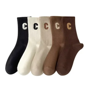Embroidered Print Cotton Socks Custom Logo and Pattern Socks
