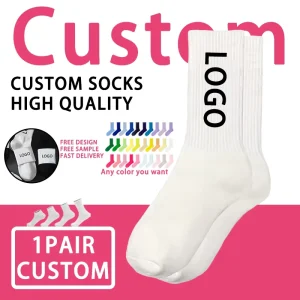 Embroidered Tennis Athletic Running Ankle Crew OEM Designer Compression Cotton Men’s Sports Socks